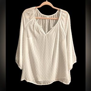Old Navy cream sheer blouse with swiss dots